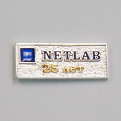 Netlab 23х8,7 мм, серебро 925 пробы, частичная позолота, эмаль.